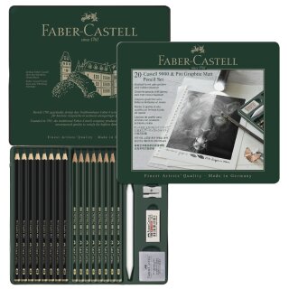 FABER-CASTELL PITT GRAPHITE Set MATT & CASTELL 9000 20-teilig