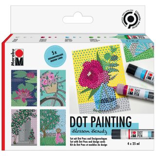 Marabu Punktfarbe Dot Pen Set "Blossom Beauty" 4 x 25 ml