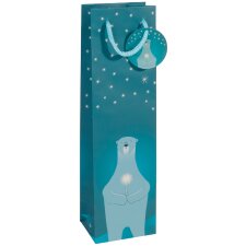 sigel Weihnachts-Flaschentüte "Polar bear with candle"