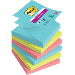 Post-it Haftnotizen Super Sticky Z-Notes 76 x 76 mm Cosmic Collection 6 Blöcke