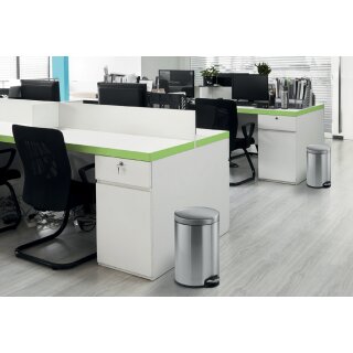 DURABLE Tret-Abfalleimer Edelstahl rund 12 Liter silber