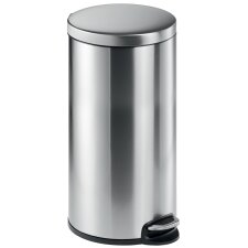 DURABLE Tret-Abfalleimer Edelstahl rund 30 Liter silber...
