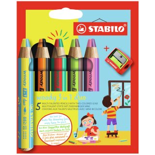 STABILO Multitalentstift woody 3 in 1 duo 5er Karton-Etui