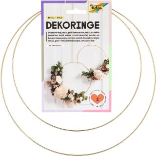 folia Deko-Ringe Metall 250 mm und 300 mm gold 2 Stück