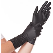 HYGOSTAR Nitril-Handschuh SAFE LONG M schwarz puderfrei...