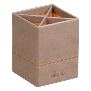 RHODIA Stifteköcher aus Kunstleder taupe