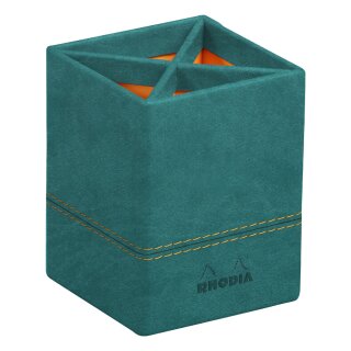 RHODIA Stifteköcher aus Kunstleder pfaugrün