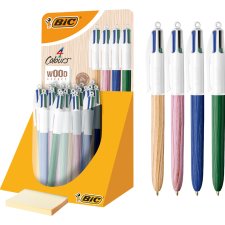 BIC Druckkugelschreiber 4 Colours Wood Style 30er Display