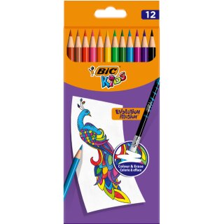 BIC KIDS Buntstift EVOLUTION ILLUSION radierbar 12er Etui