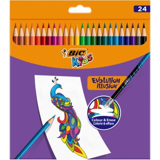 BIC KIDS Buntstift EVOLUTION ILLUSION radierbar 24er Etui