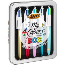 BIC Druckkugelschreiber 4 Colours Kollektion 5er Metallbox
