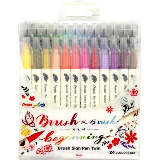 Pentel BrushSignPen Pinselstift Twin 24er Set
