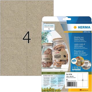 HERMA Etiketten aus Silphie-Papier 105 x 148 mm naturbraun 80 Etiketten