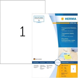 HERMA Wetterfeste Folien-Etiketten 210 x 297 mm transparent 80 Etiketten