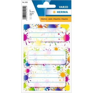 HERMA Buchetiketten VARIO "Farbkleckse" 76 x 35 mm 3 Blatt à 3 Etiketten