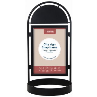 EUROPEL Kundenstopper CITY SIGN 1.500 x 760 x 760 mm aus schwarzem Metall