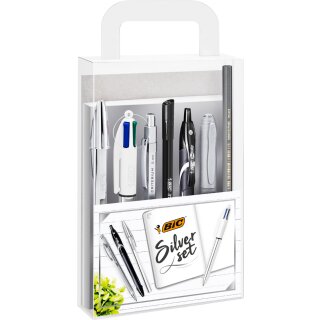 BIC Schreibset "SILVER" mit Notizbuch 8-teilig