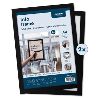 EUROPEL Magnetrahmen INFO FRAME DIN A4 schwarz 2 Stück