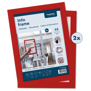 EUROPEL Magnetrahmen INFO FRAME DIN A5 rot 2 Stück