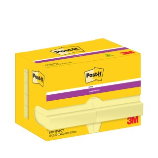 Post-it Super Sticky Notes Haftnotizen 47,6 x 47,6 mm gelb 12 Blöcke á 90 Blatt