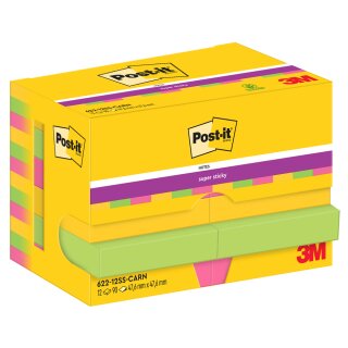 Post-it Super Sticky Notes Haftnotizen 47,6 x 47,6 mm 12 Blöcke im Kartonspender