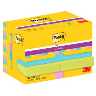 Post-it Super Sticky Notes Haftnotizen 47,6 x 47,6 mm 12 Blöcke im Kartonspender