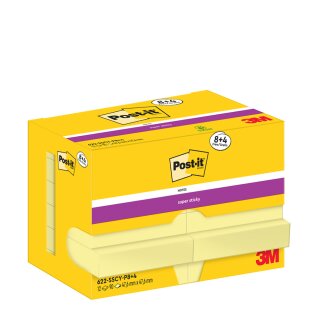 Post-it Super Sticky Notes Haftnotizen 47,6 x 47,6 mm gelb 12 Blöcke á 90 Blatt