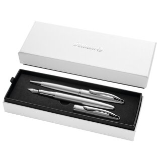 Pelikan Schreibgeräte-Set Jazz Noble Elegance silver 1 Kugelschreiber + 1 Füllhalter