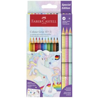 FABER-CASTELL Dreikant-Buntstifte Colour GRIP Einhorn 10+3 dreieckig