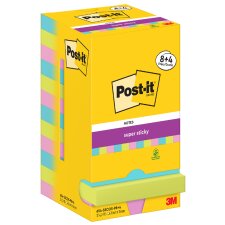 Post-it Super Sticky Notes Haftnotizen 76 x 76 mm 8+4...