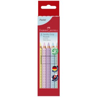 FABER-CASTELL Dreikant-Buntstifte Jumbo GRIP Pastell 5er Etui