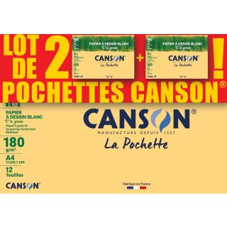 CANSON Zeichenpapier "C" à Grain DIN A4 2 Stück je 12 Blatt