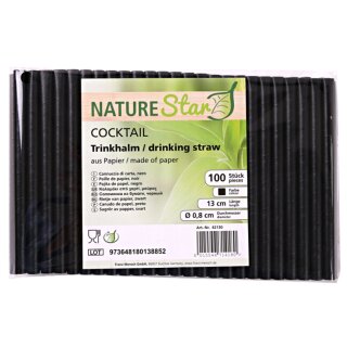 NATURE Star Papier-Trinkhalm "Cocktail" 130 mm schwarz 100 Stück