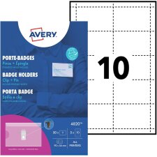 AVERY Namensschild mit Kombiklemme 90 x 54 mm transparent...