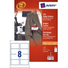 AVERY Namensschild mit Clip 90 x 60 mm transparent 25...