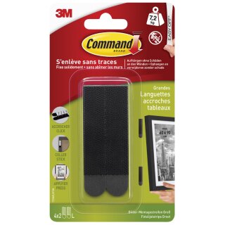 3M Command Bilder-Montagestreifen Strips Größe: L schwarz 4 Sets à 2 Streifen