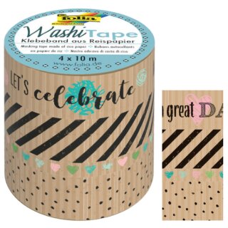 folia Deko-Klebeband Washi-Tape KRAFTPAPIER I 4er Set