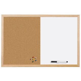 Bi-Office Kombitafel mit Holzrahmen (B)900 x (H)600 mm