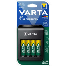 VARTA Ladegerät LCD Plug Charger+ inkl. 4 x AA Akkus
