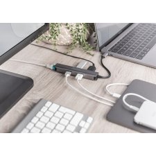 DIGITUS USB-C Dock 5-Port Aluminium-Gehäuse grau