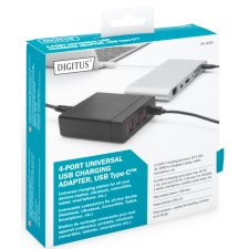 DIGITUS Universal USB Lade-Adapter 4-Port schwarz
