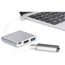 DIGITUS USB 3.0 Multiportadapter USB-C - HDMI silber