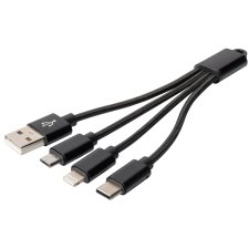 DIGITUS 3-in-1 Ladekabel USB A-Lightning + Micro USB+USB-C