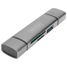DIGITUS Dual Card Reader Hub USB-C / USB 3.0 OTG grau