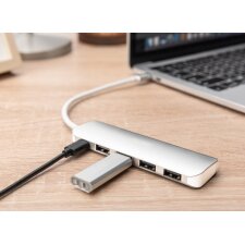 DIGITUS USB-C 3.0 Hub 4-Port silber