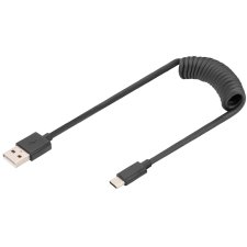 DIGITUS USB 2.0 Spiralkabel USB-A - USB-C Stecker 1,0 m