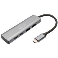 DIGITUS USB-C Hub 4 Port 2x USB A + 2x USB-C dunkelgrau