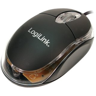 LogiLink Optische Mini Notebook Maus kabelgebunden schwarz/transparent