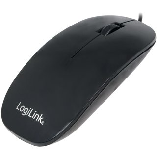 LogiLink Optische Maus flach kabelgebunden schwarz
