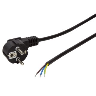 LogiLink Schutzkontakt-Stromkabel mit offenem Kabelende schwarz 1,5 m